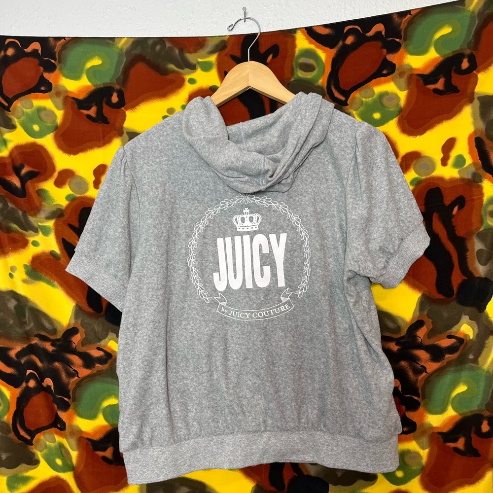 Juicy Couture Gray Terry Short Sleeve Zip Hoodie